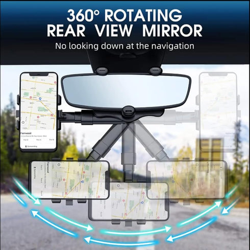 Rearview Mirror Magnetic Phone Holder for Car, Rotatable and Retractable Car Phone Holder Mount 2024 Upgraded 360° Rear View Mirror Phone Holder P...