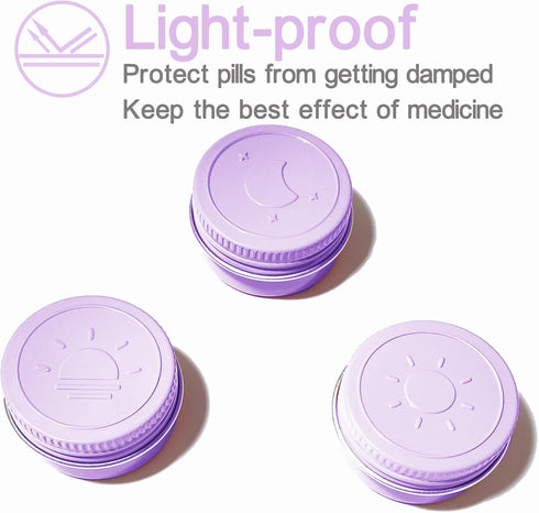 Extra Small Single Pill Box for Purse (3 Pack), Aluminum Screw Top Pill Container, 3 Times a Day Portable Waterproof Single Pill Case for Vitamins...