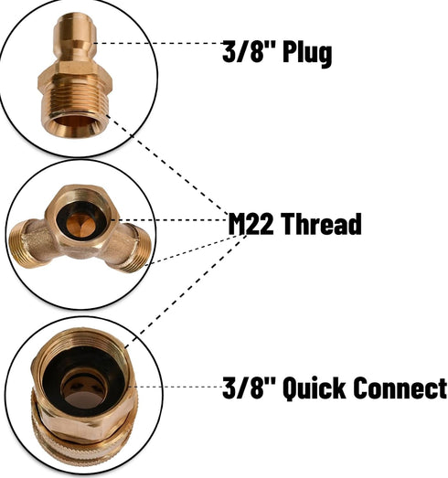 xiangxu Pressure Washer Tee 3/8 Inch Fitting Splitter Coupler Quick Connect Two Gun to One Power Washer 4.0 GPM Accessories...