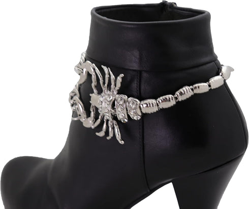 Women Western Fashion Boot Silver Metal Chain Bracelet Shoe Anklet Scorpion Charm Jewelry Accessory...