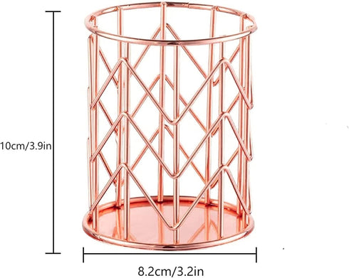 Rose Gold Pencil Cup Wire Metal Mesh Pen Holder Make Up Brush Holder, Pen Cup Pen Organizer Accessories for Desk Office Home School 1PC...