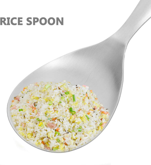 Rice Paddle Spoon Stainless Steel: 2pcs Non Stick Rice Spoon Scooper Spatula Rice Cooker Spoon Serving Spoon Rice Spatula for Rice...