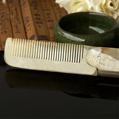 2Pcs Brown Yak Horn Comb Foldable Yak Horn Comb Pockets Clip Moustache Beard Styling Tool Portable Comb Hairdressing Hair Hair Care Tools Hair Sty...
