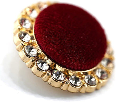 20 pcs Rhinestone Surrounded Red Velvet Metal Shank Buttons for Coats -25mm -1"...