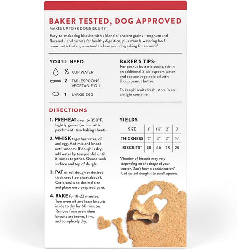 King Arthur Baking Company Dog Biscuit Mix, Beef Bone Broth & Carrot, Homemade Dog Treats, 12oz...