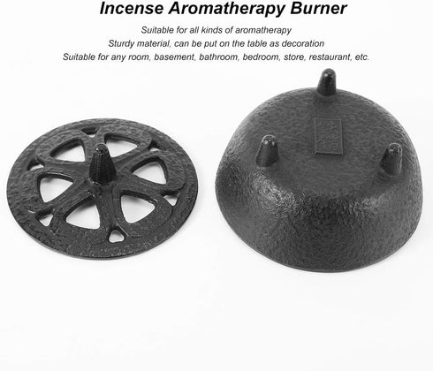 Black Iron Shaped Incense Burner, Sturdy Home Decor, Incense Burner Incense Holder Convenient for Aromatherapy with Sand, Ideal for Any Room...