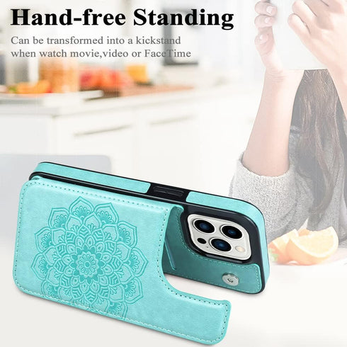 MMHUO for iPhone 15 Pro Case with Card Holder, Flower Magnetic Back Flip Case for iPhone 15 Pro Wallet Case for Women, Protective Case Phone Case ...