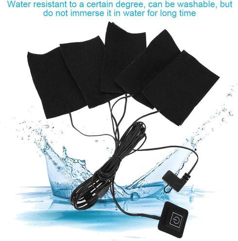 USB Heating Pad for Coat,USB Electric Cloth Heater Pad,Five HeatingElement Pads Carbon Fiber Heated Clothes Pad Foldable 35?-50? Adjustable Temper...