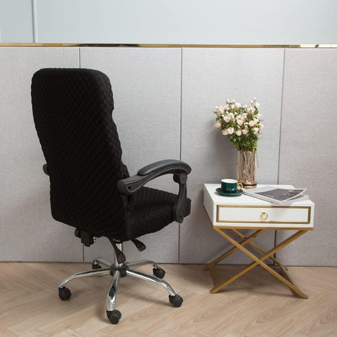 Office Chair Slipcovers Stretchy Polyester Jacquard Computer Chair Cover (No Chair) (Black, M)...