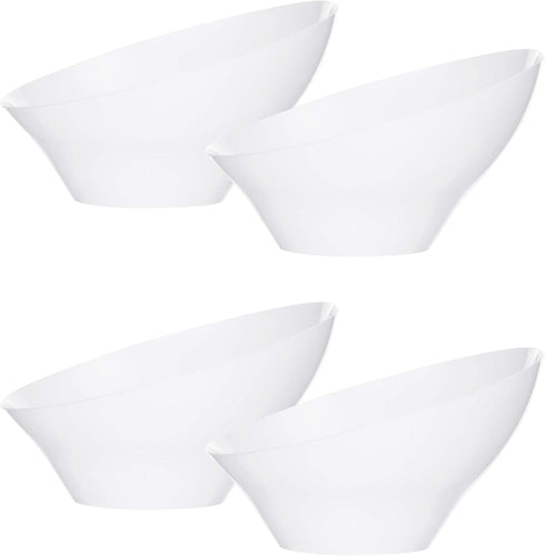 PLASTICPRO Disposable Angled Plastic Bowls Round Small Serving Bowl, Elegant for Party's, Snack, or Salad Bowl, White, Pack of 8...