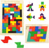 2 Pack Wooden Puzzle Blocks Geometric Tangram + Russian Blocks Puzzle for Kids & Adults, Intelligence Brain Teasers Toy Wooden Puzzle for All Ages...