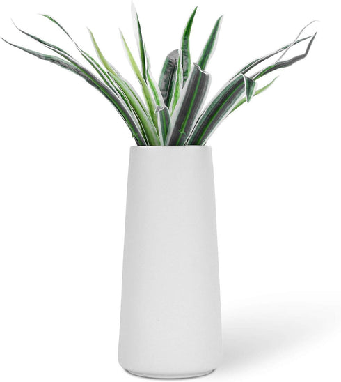 VanEnjoy 8.5" Desktop Minimalist White Ceramic Vases Home Office Decoration Frosting Finish Vase...