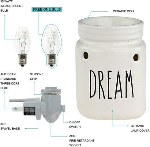 STAR MOON Mason Jar Candle Warmer for Rae Dunn Inspired Decor Wax Warmer for Scented Wax Plug in Wax Warmer with One More Bulb Home Decor Wall Dec...