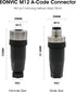Eonvic M12 4 Pin Male Connector, 12mm A Code Industrial Circular Connector, Unshiled Field Assembly Wireable Sensor IP67 250V 4A AC/DC Straight 2p...