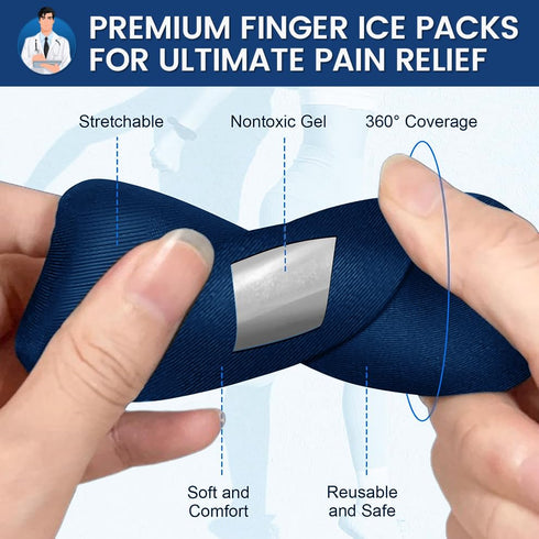 Simplation Trigger Finger Splint and Ice Pack (2+2 Set) for Pain Relief, Knuckle Immobilization, Straightening Arthritis, Injured Mallet Finger, F...