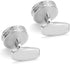 Round White Cufflinks for Men Lady In Gift Case Classic Silver Tone Men's Cufflinks Jewelry Set for Wedding Anniversary Business Party Events Tuxe...