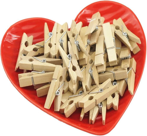 50Pcs Wooden Small Size 30Mm Mini Natural Wooden Clips Multifunction Craft Decora Clips Photo Paper Peg Clothespin Professional Design,Clothes Pin...