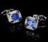 Rectangle Crystal Silver Tone Cufflinks for Men Purple/Blue/Transparent Crystals Men's Cuff Link Set for Wedding Shirt Party Business Birthday Ann...