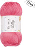3 Skein La Mia Silky 100% Microfiber Acrylic, Total 10.5 Oz Each 3.52 Oz (110g) / 328 Yrds (300m), Fine, Sport, Baby Yarn, Pink - L015...