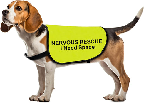 Rescue Dog Jacket Vest Nervous Rescue Space Dog Vest Dog Walking Slogan Warning Vest (Nervous Rescue Space-Medium)...