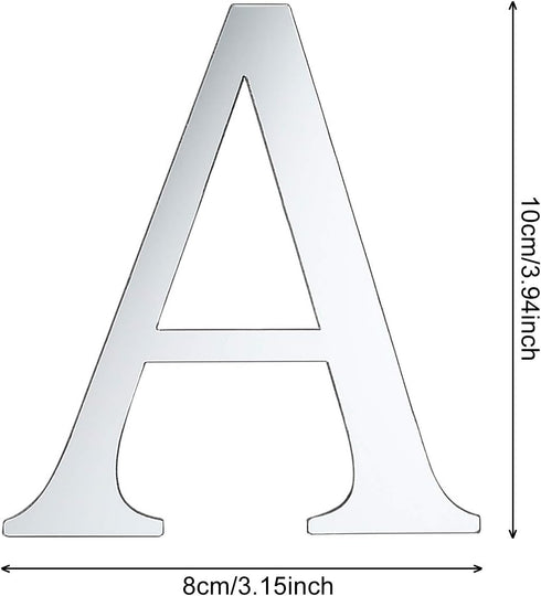 27 Pieces Alphabet Mirror Decal Name Sticker Art Silver Acrylic 26 Letters Wall Decals with & Symbol Decorative Mirror Wall Stickers for Wedding B...