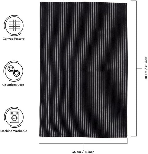 Encasa XO Cotton Kitchen Towel Set | Hand and Tea Cloth for Cleaning & Quick Drying, X-Large 28"x18" (Pack of 4) Highly Absorbent - Butcher Black...