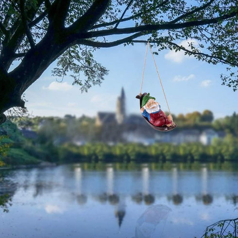 Gnomes Yard Decorations Outdoor Cute Resin Hammock Gnome Hanging Statues Garden Decor Backyard Art...