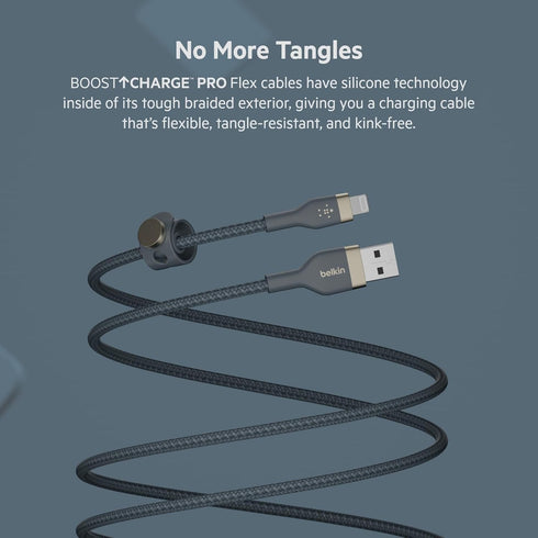 Belkin BoostCharge Pro Flex Braided USB Type A to Lightning Cable (2M/6.6FT), MFi Certified Charging Cable for iPhone 13, 12, 11, Pro, Max, Mini, ...