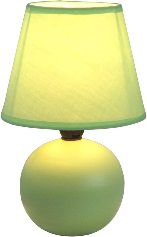 Simple Designs LT2008-GRN Mini Ceramic Globe Matching Fabric Shade Table Lamp, Green...