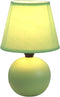 Simple Designs LT2008-GRN Mini Ceramic Globe Matching Fabric Shade Table Lamp, Green...