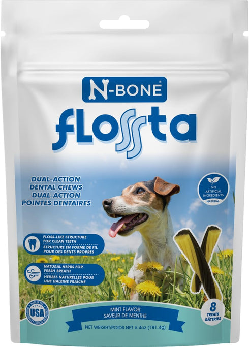 N-Bone FLOSSta Dual Action Dental Chews Mint Flavor, 6.4-oz bag...