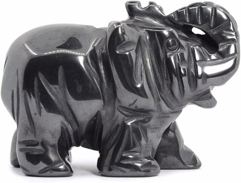 Justinstones Carved Natural Hematite Gemstone Elephant Healing Guardian Statue Figurine Crafts 2 inch...