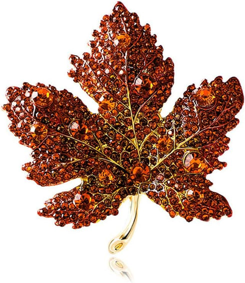Rhinestone Red Color Maple Brooch Beautiful Wedding Pin Lapel Pin Clothing Hat Bag Accessories Jewelry Gift for Women And Men...