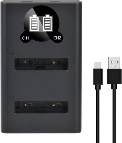 Batmax 2Pcs EN-EL5 Battery + Quick LED Charger for Nikon Coolpix P5000, P5100, P6000, S10 CoolPix 3700, 4200, 5200, 5900, 7900, P3, P4, P80, P90, ...
