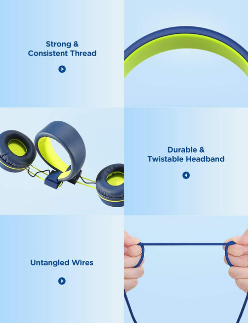 iClever Kids Headphones with Microphone, 85dB/94dB Volume Limited, Stereo 3.5mm Jack, Tangle-Free Wired Headphones for Boys/Girls/School/Travel/iP...