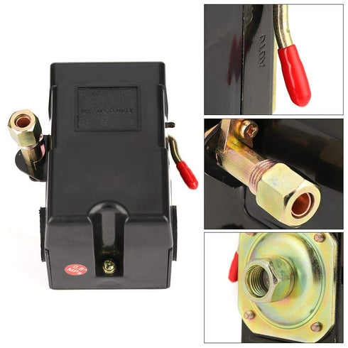 Air Compressor Pressure Switch Control 95-125 PSI 20A 220V, Universal Heavy Duty Air Pressure Control Switch Valve...