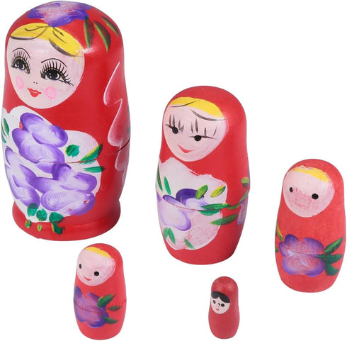 TOYANDONA Russian Nesting Dolls for Kids, Wood Matryoshka Doll Stacking Nested Set Handmade Girl-Pattern Nesting Dolls Toys for Christmas Mothers ...
