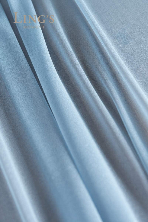 Ling's Moment 14Ft Dusty Blue Sheer Chiffon Like Table Runner with Silver Sparkle for Wedding Rustic Boho Wedding Party Bridal Shower Decorations ...