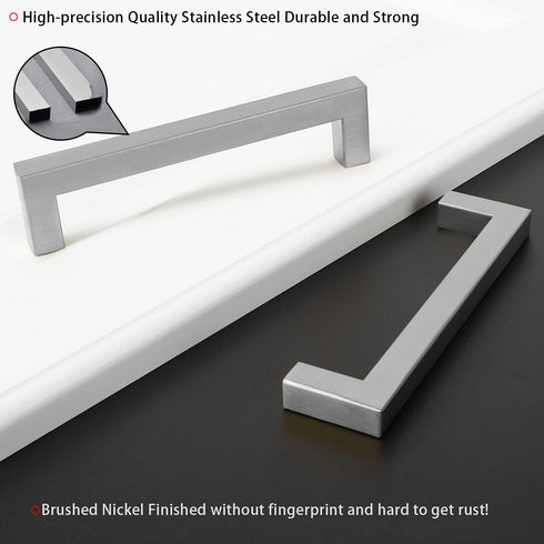 homdiy 5 Pack 3-1/2 Inch Brushed Nickel Cabinet Pulls Square Cabinet Handles - Modern Kitchen Cabinet Handles Stainless Steel Cabinet Hardware for...