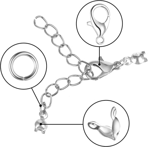 1250 Pcs Jewelry Making Accessories Set Includes 150 Pieces Lobster Claw Clasps 300 Pieces Bead Tips Knot Covers and 800 Pieces Open Jump Ring Con...