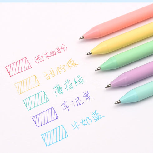 Kaco Pack of 5 Pieces Gel Ink Pens Colored Ink Cute Retractable Pens for Note Taking 0.5mm Fine Point (Macarons)...