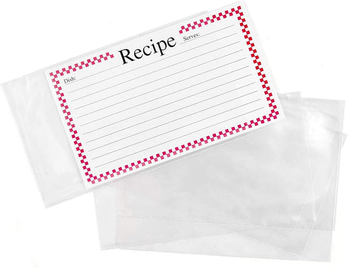 Clear Vinyl 3 x 5 Inch Recipe Protectors, 48 Sheets Recipe Refill Pages Card Covers Recipe Holders, Set of 48 (Not Included Cards)...