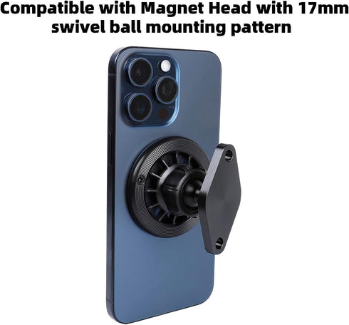 Aluminum Alloy AMPS to 17mm Ball Adapter, Drill Mount Ball Plate Base Meets Industry Standard AMPS Hole Pattern,Compatible with Garmin Nuvi Dezl D...