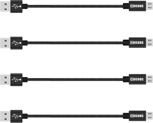 COSOOS 4 Short USB Micro Cables(9in/23cm) Nylon Braided Charge & Sync Power Cord for Samsung Galaxy S7 Edge/ S6/ S5/ S4, Note 5/4/ 3, USB Charging...