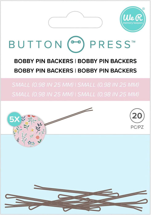 We R Memory Keepers Button Press Pins Backers, Twenty, Arts Crafts Supplies Fasteners Buttons DIY Round Bobby Pin Kit Small Button Bobby Pin Kit...