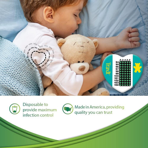 12 Pack - Fahrenheit - Children’s Axillary Thermometer - Continuous Read, Single-Use Pediatric Thermometer...