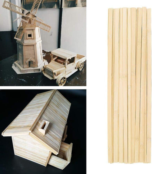 50 Pcs Natural Bamboo Thin Wood Strips 15.5 Inches Long Craft Popsicle Balsa Sticks DIY Bamboo Plank for House Aircraft Ship Boat School Projects ...