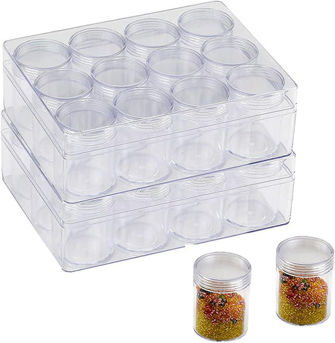 2 X 12 Pieces Bead Storage Container Embroidery Diamond Storage Organizer Box, Clear Painting Jewelry Earring Sewing Nail Storage Jars with Screw ...