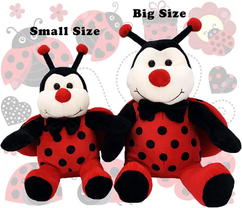 Big Size Ladybug Stuffed Animal Plush Ladybird Beetle Soft Insect Cuddly Lady Bug Toy with Red Wings and Black Bow, Bee Friend ,Great Present for ...