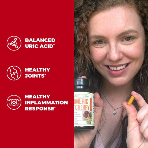Turmeric Curcumin & Tart Cherry Extract Capsules with Black Pepper & Organic Tumeric. Tart Cherry Capsules Aid Uric Acid Balance, Joint Health, Mu...